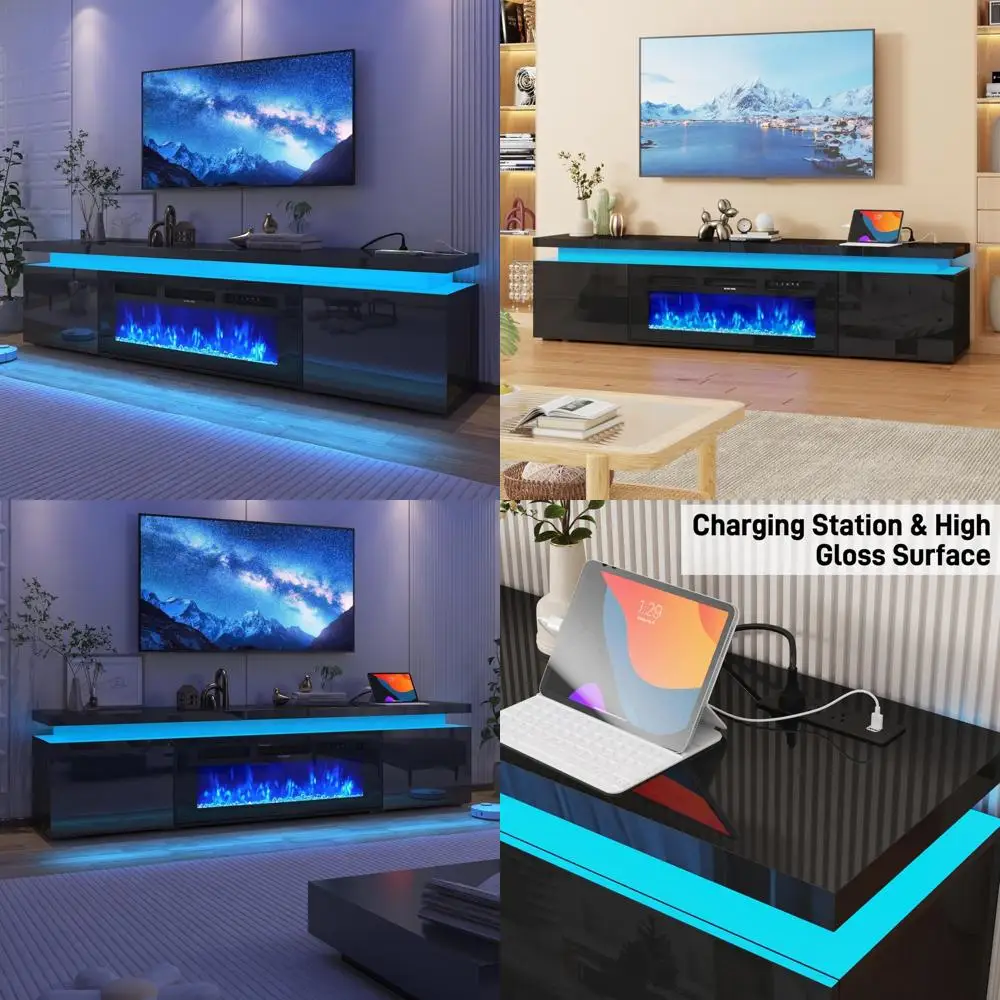 80 Inch TV Stand with 40 Inch Electric Fireplace, Modern High Gloss Entertainment Center with Power Outlet
80 Inch TV Stand with 40 Inch Electric Fireplace, Modern High Gloss Entertainment Center with Power Outlet