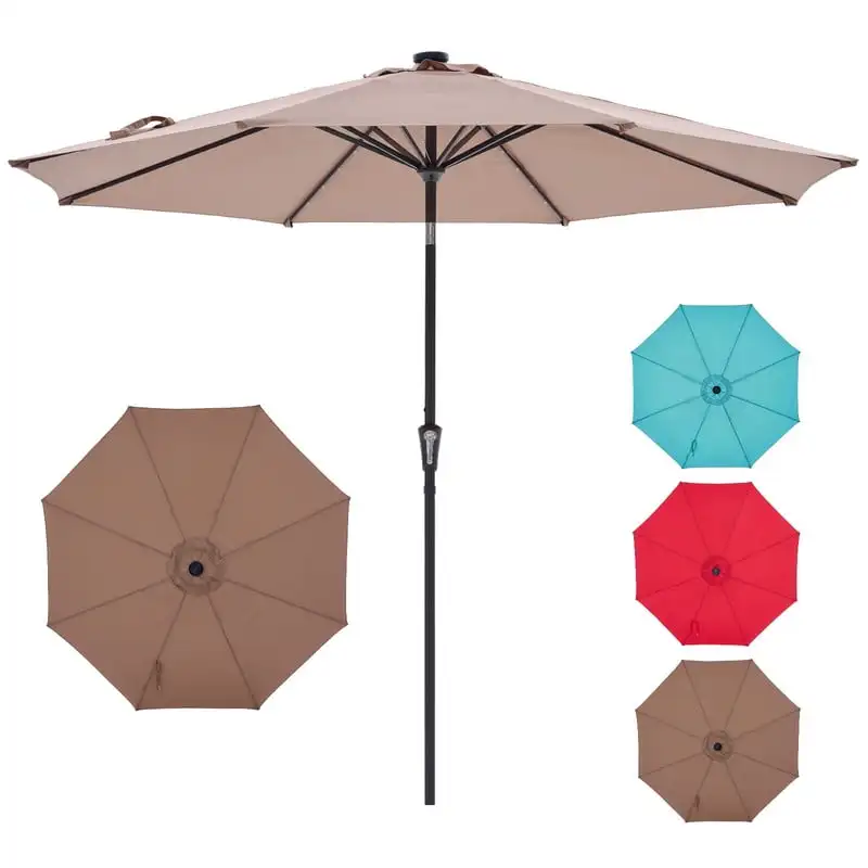 Khaki 10ft Patio Umbrella for Table, Outdoor Sun Umbrella with 32 LED Solar Lights
Khaki 10ft Patio Umbrella for Table, Outdoor Sun Umbrella with 32 LED Solar Lights