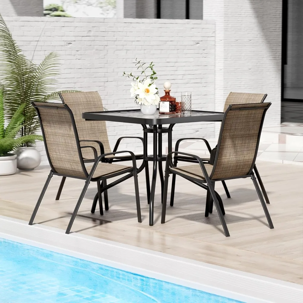 TLSUNNY Patio Dining Set 5 Pieces, All Weather Outdoor Furniture W/30"X 30" Table and 4 Stackable Textilene Chairs,
TLSUNNY Patio Dining Set 5 Pieces, All Weather Outdoor Furniture W/30"X 30" Table and 4 Stackable Textilene Chairs,