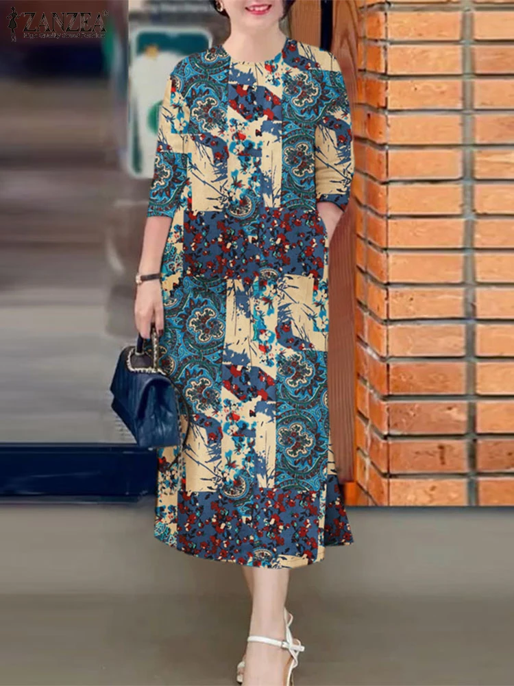 2025 ZANZEA Summer Elegant Casual Holiday Party Dresses Printed Dress Women Bohemain Sundress O Neck 3/4 Sleeve Midi Vestidos
2025 ZANZEA Summer Elegant Casual Holiday Party Dresses Printed Dress Women Bohemain Sundress O Neck 3/4 Sleeve Midi Vestidos