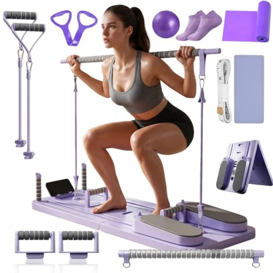 Pilates Board Full Kit - Premium Accessories Foldable Pilates Reformer Board for Home Workout Timer + Resistance Bands + Yoga B
Pilates Board Full Kit - Premium Accessories Foldable Pilates Reformer Board for Home Workout Timer + Resistance Bands + Yoga B