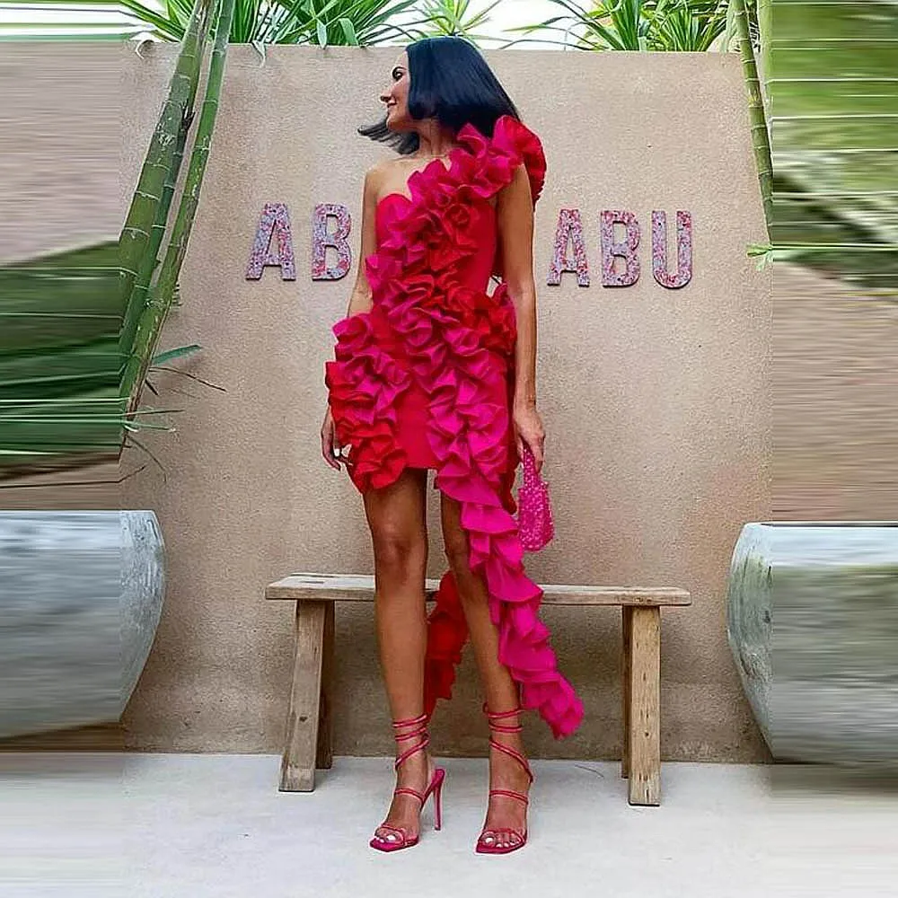 Mixed Colors Short Party Dresses With Ruffles Side Train One Shoulder Women Birthday Gowns For Photo Shoots
Mixed Colors Short Party Dresses With Ruffles Side Train One Shoulder Women Birthday Gowns For Photo Shoots