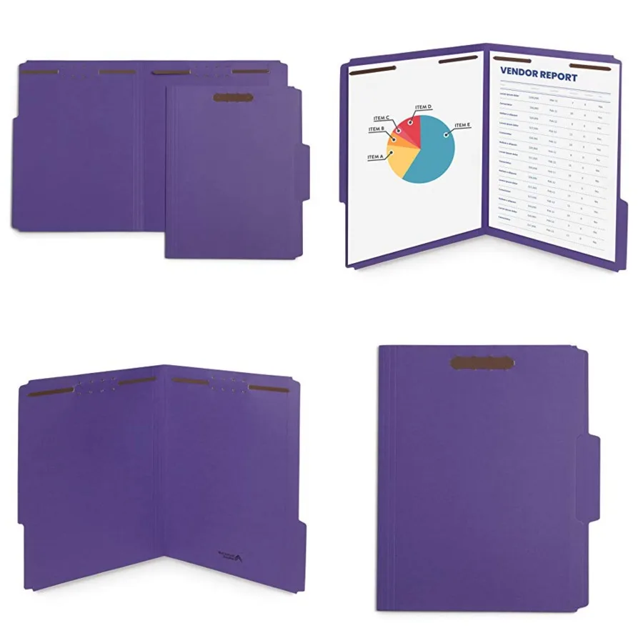 50 File Folders with Fasteners, 1/3 Cut Reinforced Tab, Durable 2 Prong Fastener File Folder, Designed to Organize Standard Med
50 File Folders with Fasteners, 1/3 Cut Reinforced Tab, Durable 2 Prong Fastener File Folder, Designed to Organize Standard Med