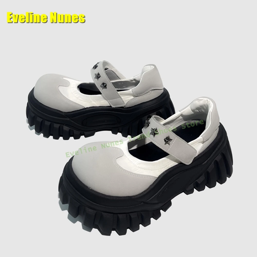 Hook and Loop Shallow Pumps Round Toe Thick Sole Platform Women Casual Mary Janes Metal Rivet Decoration Patchwork Shoes Spring
Hook and Loop Shallow Pumps Round Toe Thick Sole Platform Women Casual Mary Janes Metal Rivet Decoration Patchwork Shoes Spring