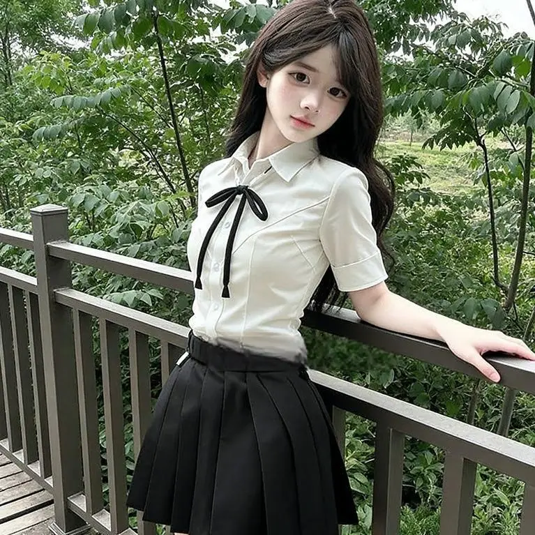 Slimming Jk Uniform Shirt And Black Skirt Set for plus Size Women Short Sleeve Casual Style Four Seasons Fashionable
Slimming Jk Uniform Shirt And Black Skirt Set for plus Size Women Short Sleeve Casual Style Four Seasons Fashionable