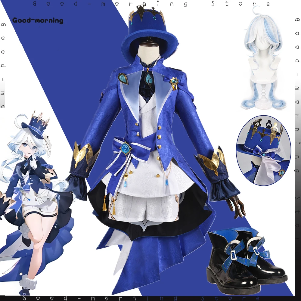 Game Furina Cosplay Wig Blue top Hat shoes Carnival Halloween Party Game Furina Cosplay Suit Uniform Role Play
Game Furina Cosplay Wig Blue top Hat shoes Carnival Halloween Party Game Furina Cosplay Suit Uniform Role Play