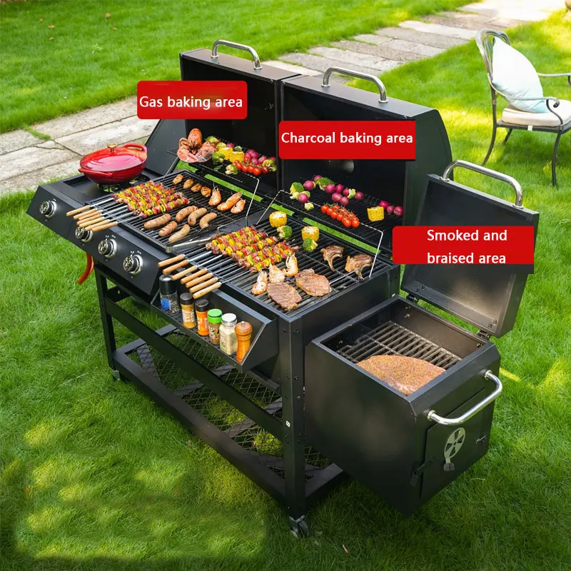 Outdoor Large Gas and Charcoal Grill Heavy Duty Trolley BBQ Smoker Smokeless Combo Commercial Barbecue BBQ Grills
Outdoor Large Gas and Charcoal Grill Heavy Duty Trolley BBQ Smoker Smokeless Combo Commercial Barbecue BBQ Grills