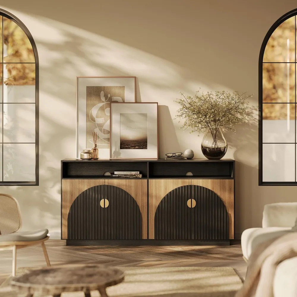 65 Inch Fluted TV Stand, Mid Century Modern Entertainment Center with Storage Cabinets & Open Shelves, Media Console TV Cabinet
65 Inch Fluted TV Stand, Mid Century Modern Entertainment Center with Storage Cabinets & Open Shelves, Media Console TV Cabinet