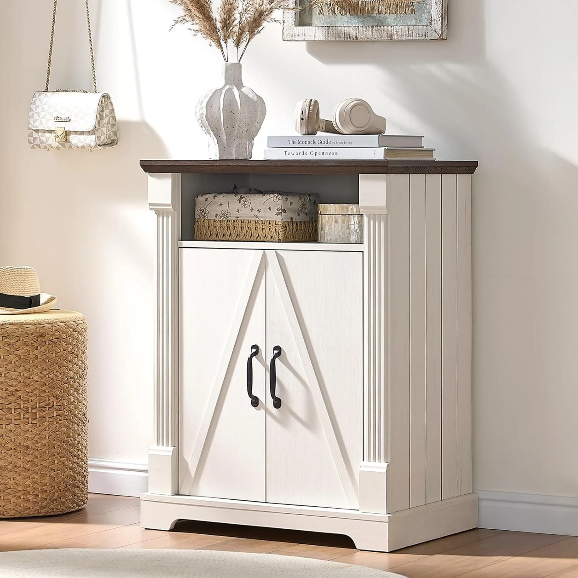 24" Farmhouse Storage Cabinet – Antique White Freestanding Buffet Sideboard with Barn Doors, Adjustable Shelf, Small Coffee Bar for Kitchen, Bathroom & Living Room
24" Farmhouse Storage Cabinet – Antique White Freestanding Buffet Sideboard with Barn Doors, Adjustable Shelf, Small Coffee Bar for Kitchen, Bathroom & Living Room
