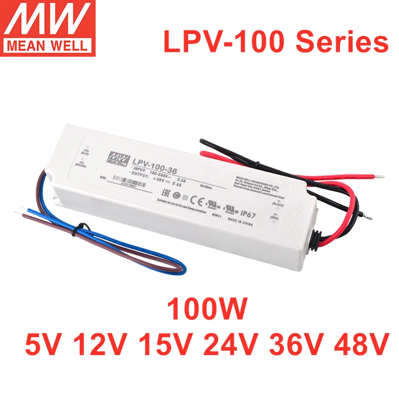 MEAN WELL LPV-100 Series 100W Power Supply IP67 For LED Lighting LPV-100-12 LPV-100-15 LPV-100-24 LPV-100-36 LPV-100-48
MEAN WELL LPV-100 Series 100W Power Supply IP67 For LED Lighting LPV-100-12 LPV-100-15 LPV-100-24 LPV-100-36 LPV-100-48