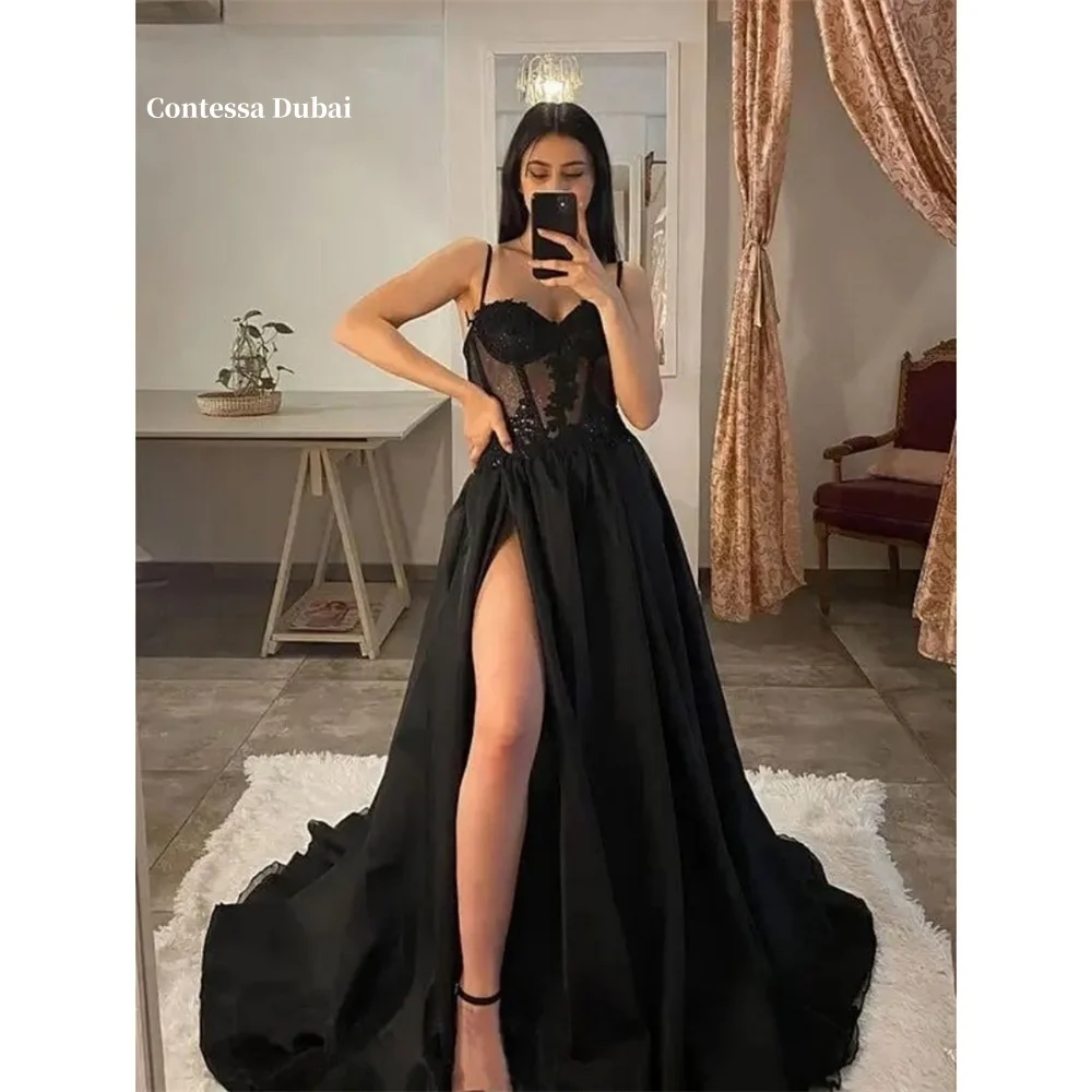 Contessa Dubai Spaghetti Strap Strapless Glitter Embroidery Prom Dresses Sexy Side High Split Floor-Length A-Line فساتين سهرات
Contessa Dubai Spaghetti Strap Strapless Glitter Embroidery Prom Dresses Sexy Side High Split Floor-Length A-Line فساتين سهرات