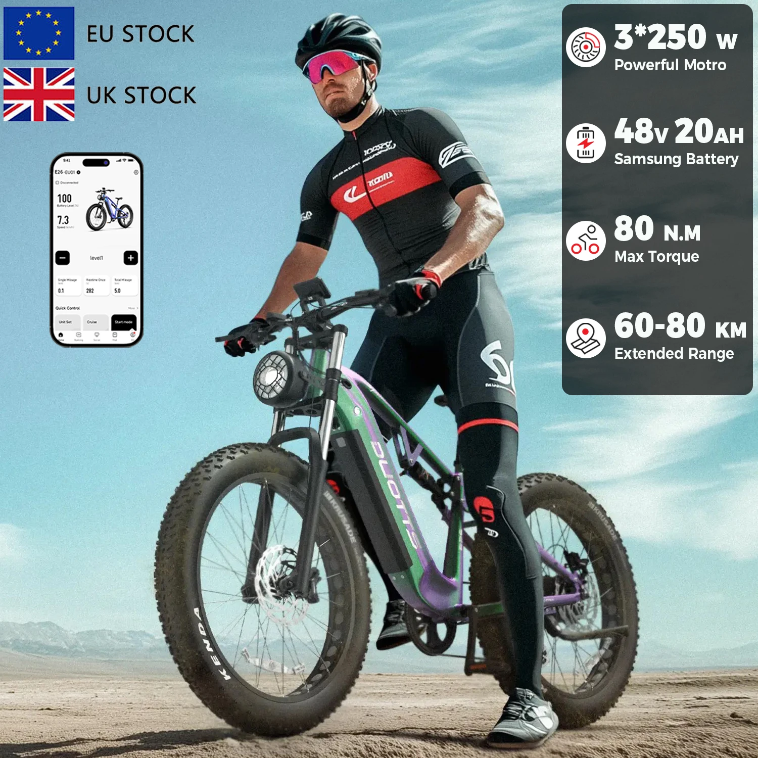 Склад ЕС из Великобритании E26, гибридный электровелосипед для взрослых, 48 В, MTB, городской электрический велосипед, толстая шина для поездок на работу в горах
Склад ЕС из Великобритании E26, гибридный электровелосипед для взрослых, 48 В, MTB, городской электрический велосипед, толстая шина для поездок на работу в горах