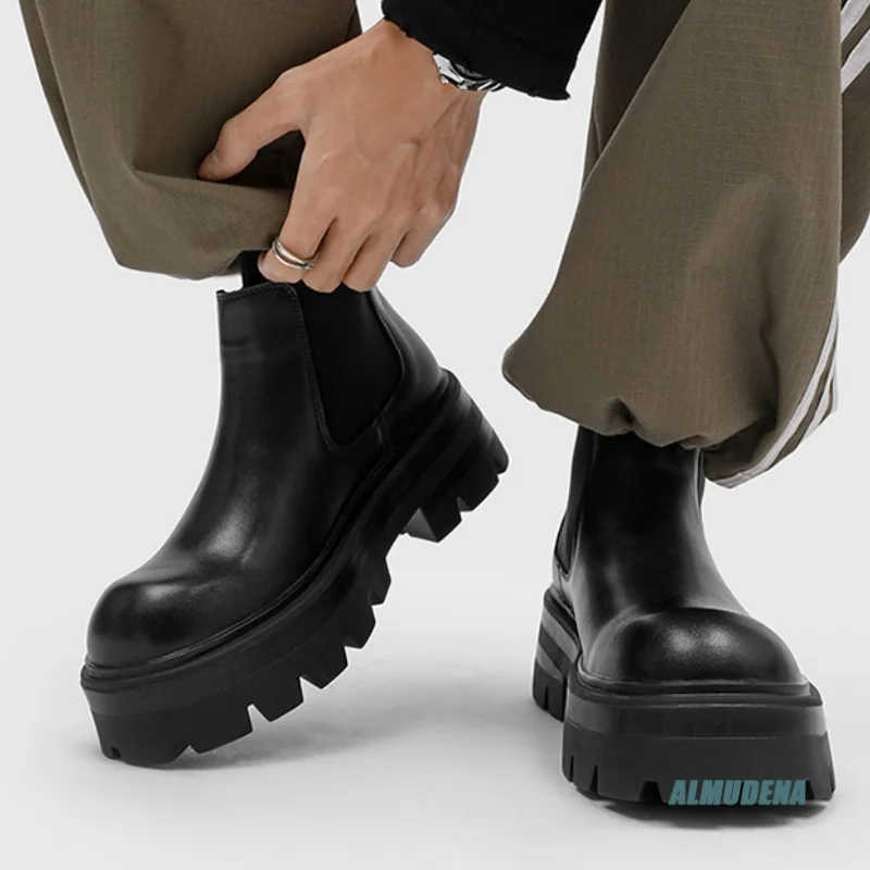 Black Genuine Leather Men's Chelsea Boots Round Toe Elastic Sides Thick Sole Casual Urban Daily Outdoor Fashion Work Shoes
Black Genuine Leather Men's Chelsea Boots Round Toe Elastic Sides Thick Sole Casual Urban Daily Outdoor Fashion Work Shoes