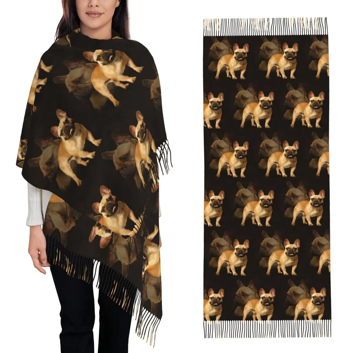 French Bulldog Frenchie Dog Scarf Tassel Scarves Women Soft Warm Shawls and Wraps Long Fall Winter Shawl Wrap
French Bulldog Frenchie Dog Scarf Tassel Scarves Women Soft Warm Shawls and Wraps Long Fall Winter Shawl Wrap
