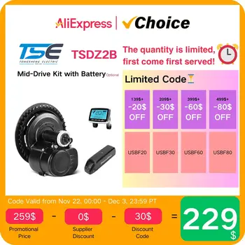 TONGSHENG TSDZ2B 48V 500W Mid-Drive Kit with Battery, Electric Bicycle Conversion Kit for MTB, City, Hybrid, Road, and Gravel Bi