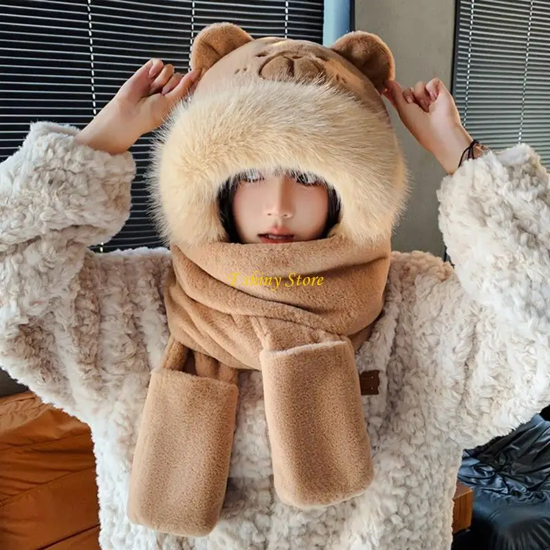 N58F Furry Soft Capybara Hat Headwear for Women Winter Cycling Climbing Skiing Furry Capybara Hat Thick Lining Scarf
N58F Furry Soft Capybara Hat Headwear for Women Winter Cycling Climbing Skiing Furry Capybara Hat Thick Lining Scarf