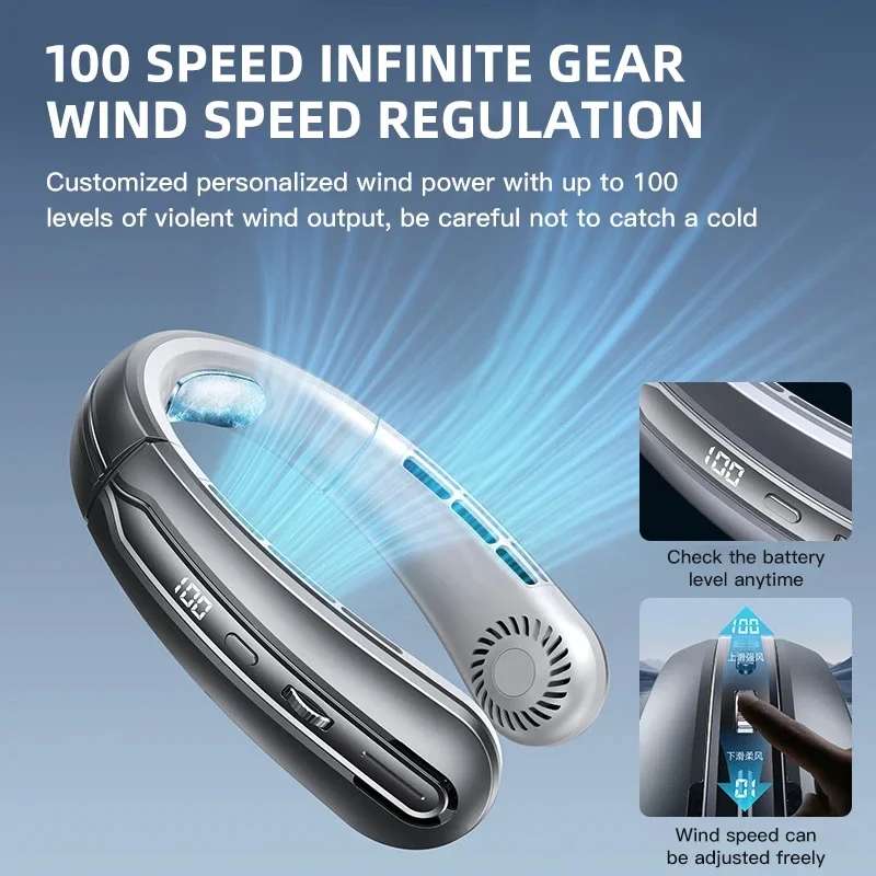 8000mAh USB Hanging Neck Fan Portable Bladeless Mini Rechargeable Mute LED Digital Display Electric Fans Air Cooler New
8000mAh USB Hanging Neck Fan Portable Bladeless Mini Rechargeable Mute LED Digital Display Electric Fans Air Cooler New