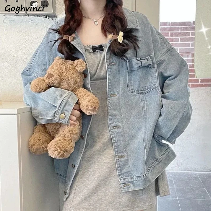 Women Denim Jackets Kawaii Bow Baggy Clothing Korean Streetwear Fashion Multi Pockets Cargo Coats Teens Students Washed Autumn
Women Denim Jackets Kawaii Bow Baggy Clothing Korean Streetwear Fashion Multi Pockets Cargo Coats Teens Students Washed Autumn