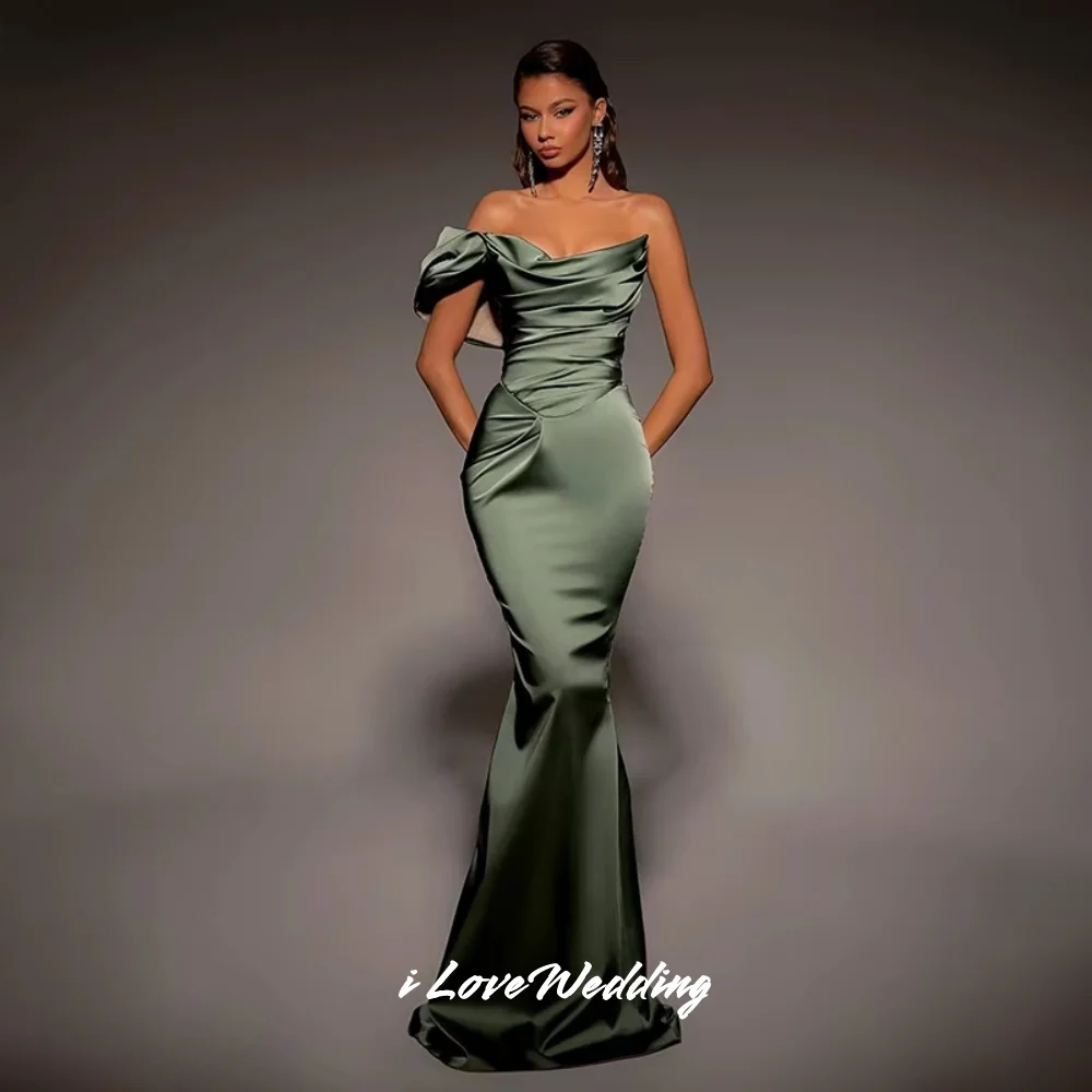 Women's One Shoulder Evening Dresses 2025 Satin Strapless Mermaid Pleated Floor-Length Elegant Wedding Party Dress Customized
Women's One Shoulder Evening Dresses 2025 Satin Strapless Mermaid Pleated Floor-Length Elegant Wedding Party Dress Customized