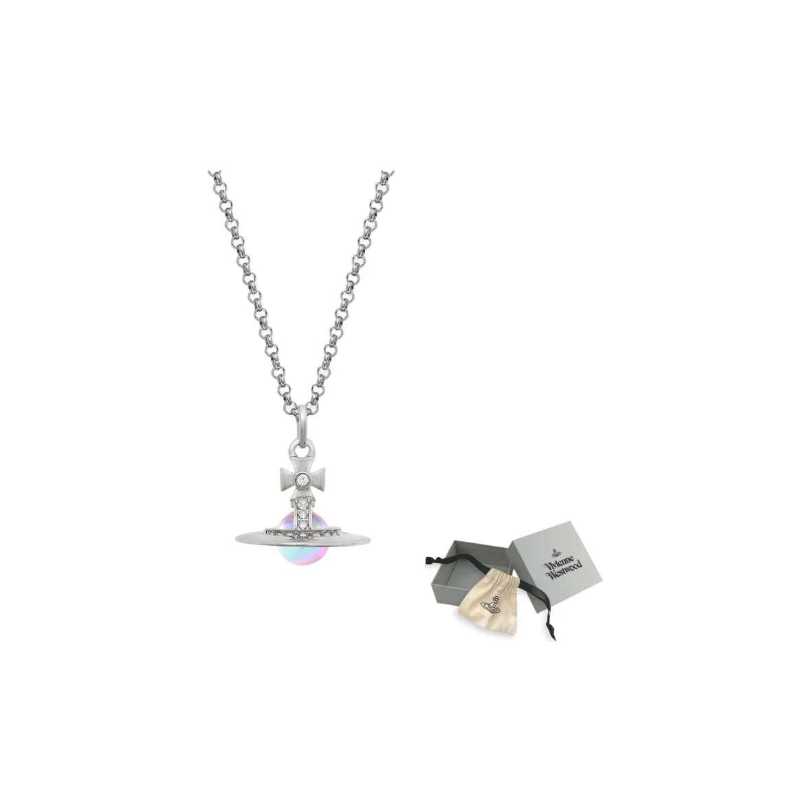 Vivienne Westwood Cubic Zirconia Crystal Brass Aurora Ball Pendant Necklace Women's Silver/Aurora 8053195172894
Vivienne Westwood Cubic Zirconia Crystal Brass Aurora Ball Pendant Necklace Women's Silver/Aurora 8053195172894