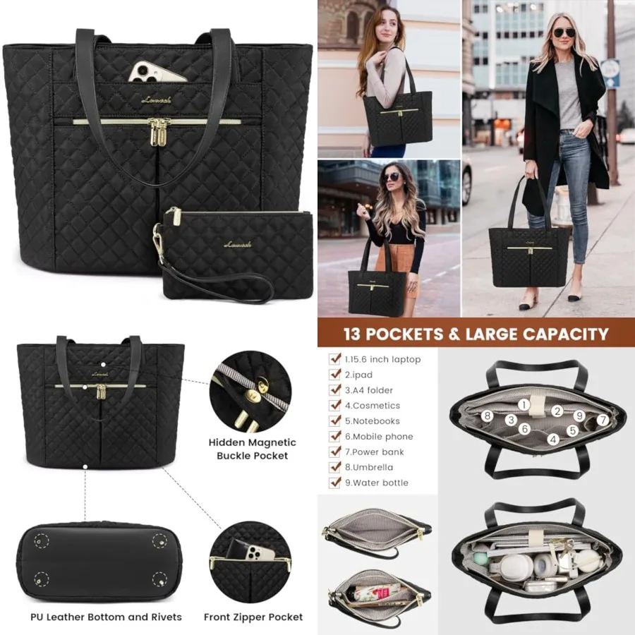 Laptop Bag for Women, Diamond Quilted Work Tote Bags Womens Laptop Tote Bag Computer Shoulder Bags, Stylish Travel Tote Bags La
Laptop Bag for Women, Diamond Quilted Work Tote Bags Womens Laptop Tote Bag Computer Shoulder Bags, Stylish Travel Tote Bags La