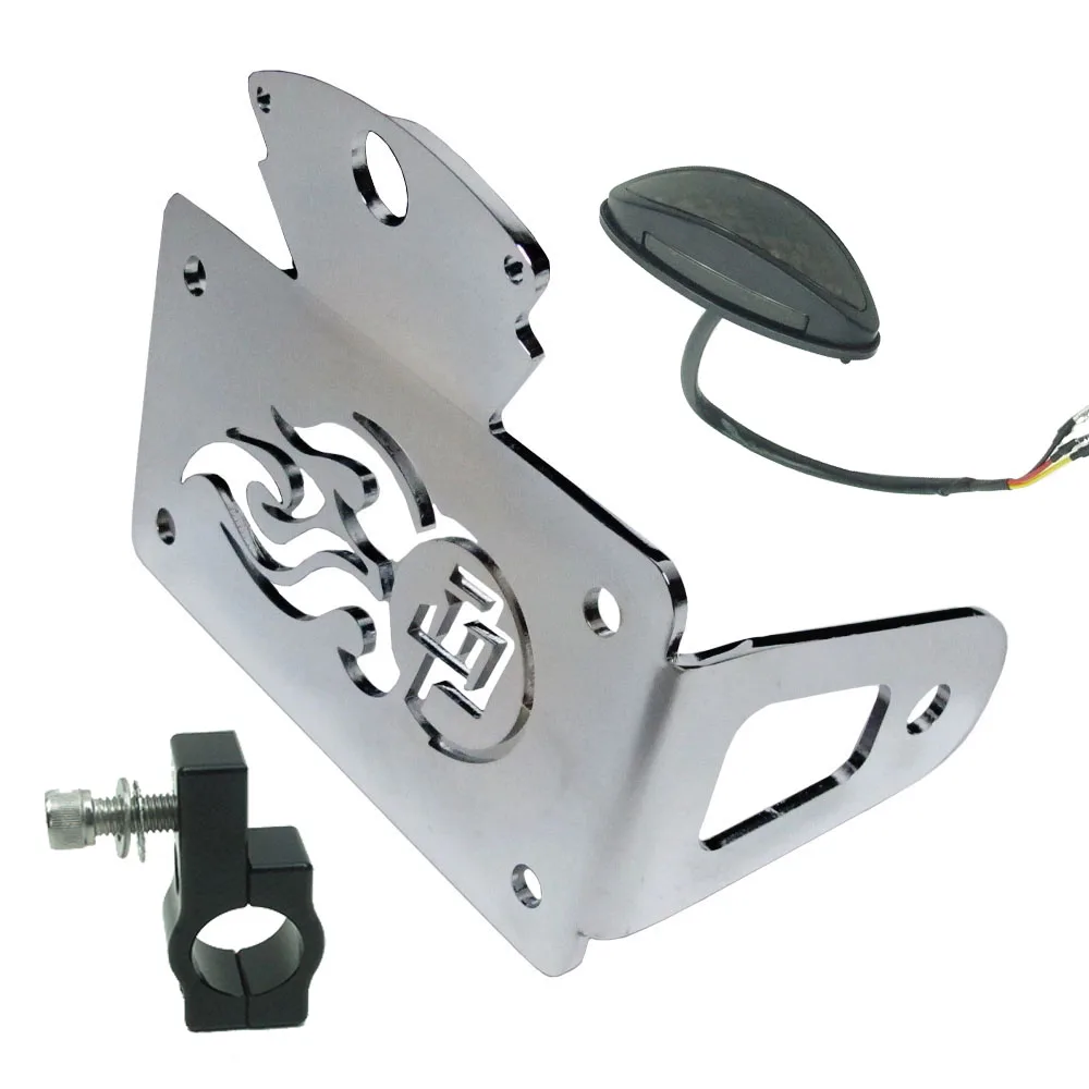 Chrome Horizontal Integrated Side Mount Registration Plate Holder Bracket Assembly With Red LED Brake Signal For Harley Models
Chrome Horizontal Integrated Side Mount Registration Plate Holder Bracket Assembly With Red LED Brake Signal For Harley Models
