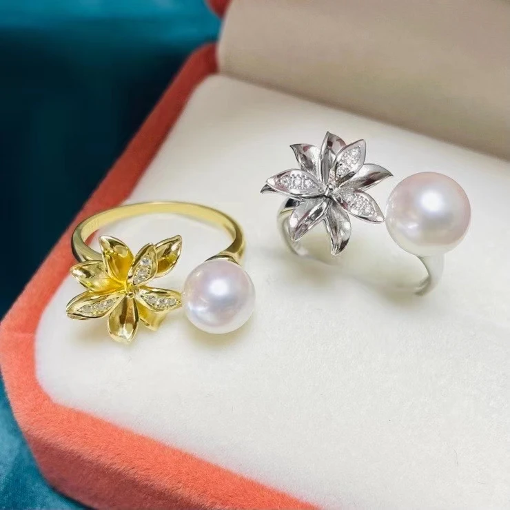 Flower 925 Sterling Silver Adjustable Ring Mount Settings Findings Mountings Accessory Parts for 7-8mm Pearl Beads 5pcs/lot
Flower 925 Sterling Silver Adjustable Ring Mount Settings Findings Mountings Accessory Parts for 7-8mm Pearl Beads 5pcs/lot