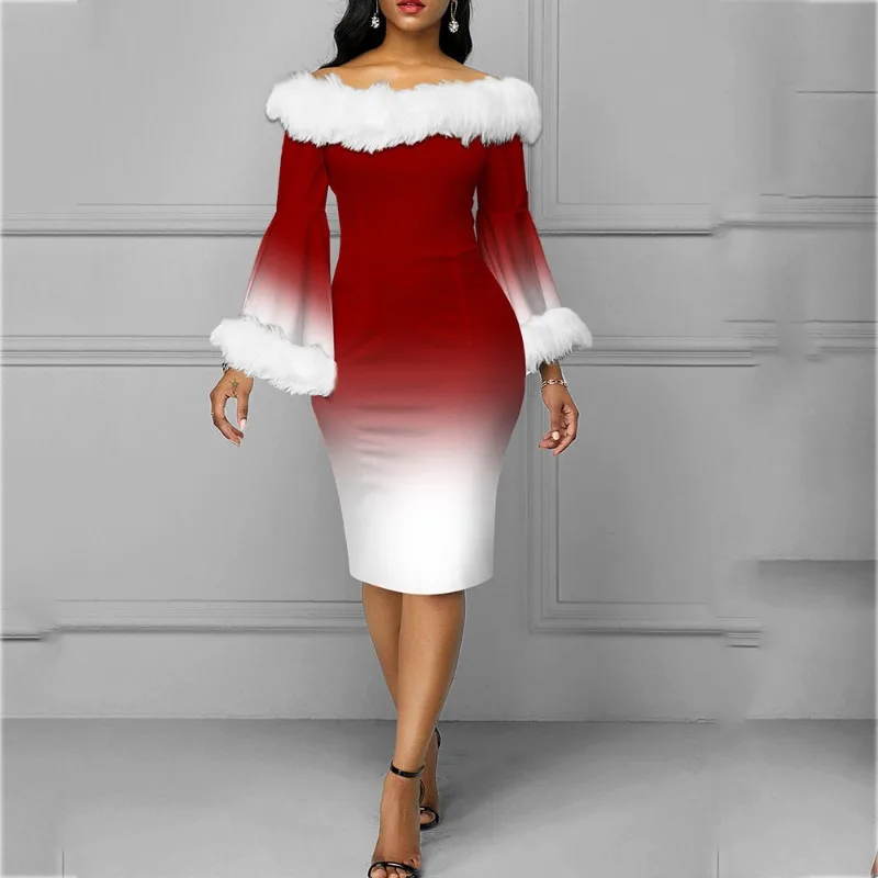 Women's Off Shoulder Christmas Long Sleeve Elegant Dress Temperament Commuting Autumn & Winter Woman Simple High Waist Dresses
Women's Off Shoulder Christmas Long Sleeve Elegant Dress Temperament Commuting Autumn & Winter Woman Simple High Waist Dresses