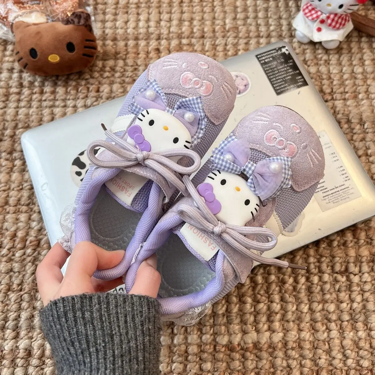 Детская обувь в стиле аниме Spring Kawaii Hello Kitty, кроссовки для малышей, фиолетовые кроссовки с кружевным бантом, нескользящая мягкая подошва, повседневная детская обувь для девочек
Детская обувь в стиле аниме Spring Kawaii Hello Kitty, кроссовки для малышей, фиолетовые кроссовки с кружевным бантом, нескользящая мягкая подошва, повседневная детская обувь для девочек