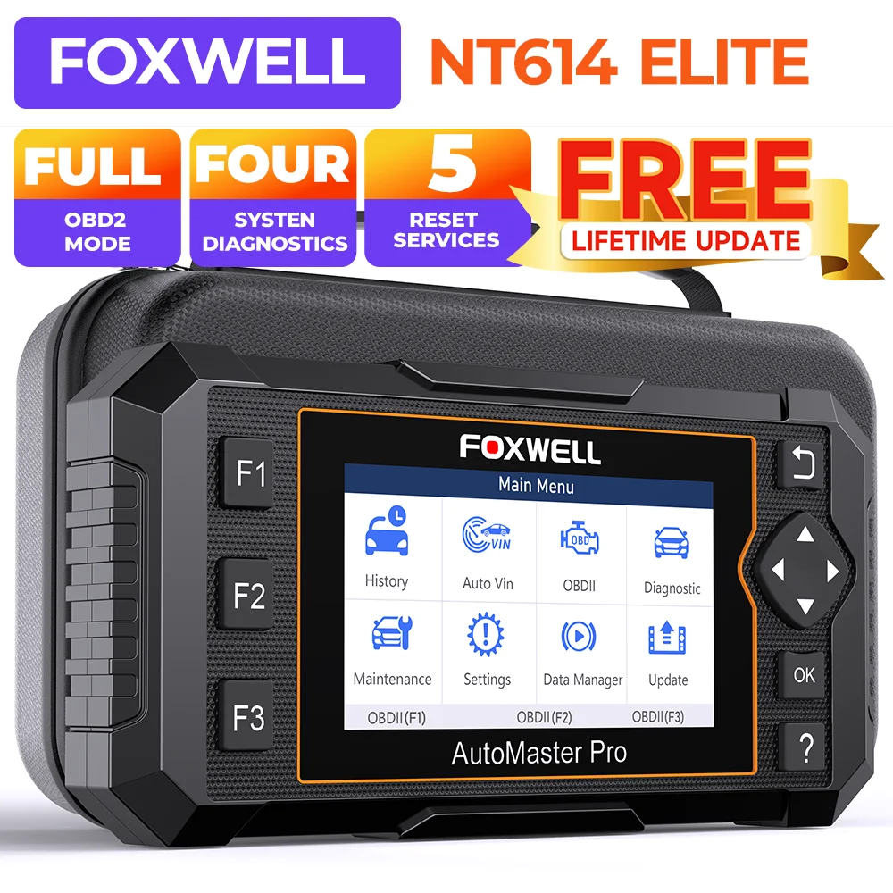 Бесплатная модернизация FOXWELL NT614 Elite OBD2 Сканер двигателя с подушкой безопасности Автомобильный сканер ABS с 5 услугами сброса 
Бесплатная модернизация FOXWELL NT614 Elite OBD2 Сканер двигателя с подушкой безопасности Автомобильный сканер ABS с 5 услугами сброса