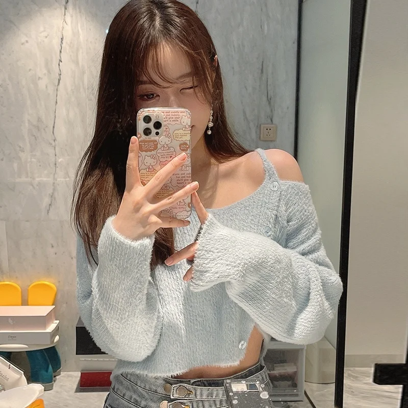 Ele ort Knitted Sweater Women's Faion oulder Bared Top Korean Sle V-ne Long Sve Pure Color Autumn Base Layer
Ele ort Knitted Sweater Women's Faion oulder Bared Top Korean Sle V-ne Long Sve Pure Color Autumn Base Layer