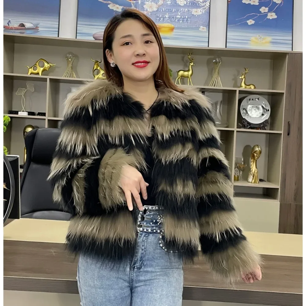 OFTBUY Real Raccoon Fur Coat Short Jacket Luxury Female 2026 Autumn and Winter Thin Stripe Fashion Natural Fur Jacket Women
OFTBUY Real Raccoon Fur Coat Short Jacket Luxury Female 2026 Autumn and Winter Thin Stripe Fashion Natural Fur Jacket Women