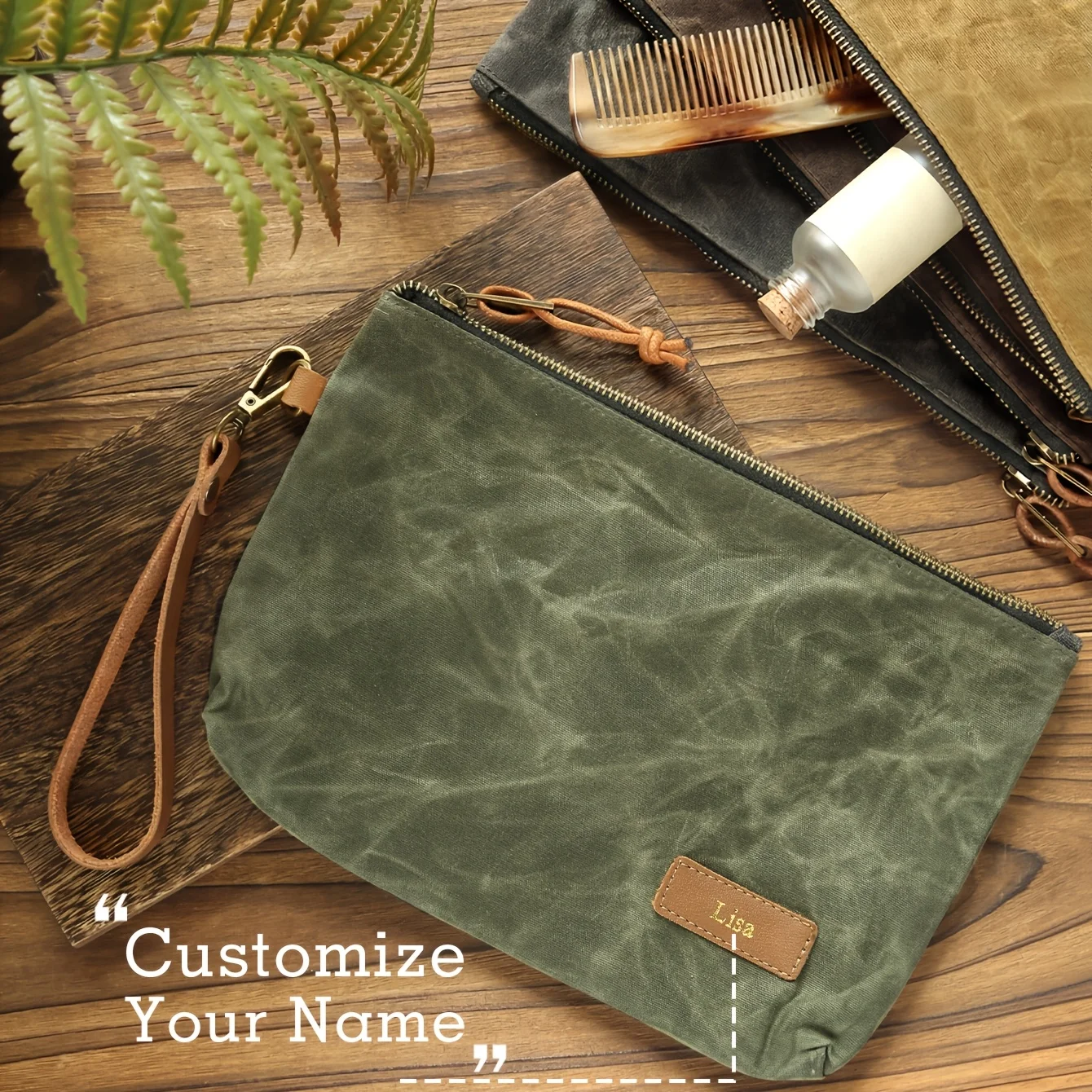 1PCS Personalized Name Waxed Canvas Zip Pouch Custom Toiletry Bag - Zippered Pencil Bag Multipurpose Organizer Travel Gift
1PCS Personalized Name Waxed Canvas Zip Pouch Custom Toiletry Bag - Zippered Pencil Bag Multipurpose Organizer Travel Gift
