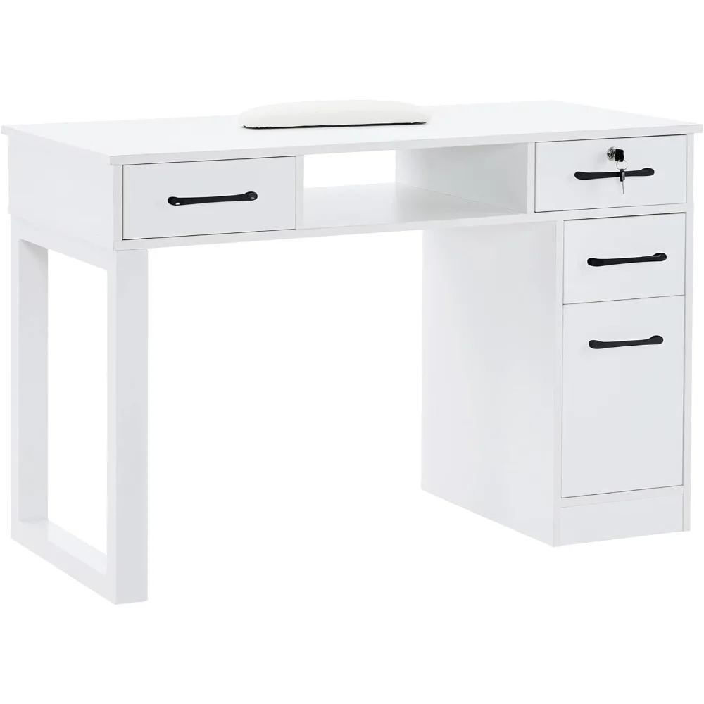 Nail makeup desk with drawers, manicure table cabinet, storage, beauty salon, home office workstation.
Nail makeup desk with drawers, manicure table cabinet, storage, beauty salon, home office workstation.