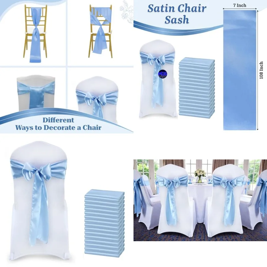 Satin Chair Sashes, Pack, 7x8 Each, Decorative Chair Bows Ribbon Tie Backs for Wedding Party, Holiday Dinner, Birthday, Recepti
Satin Chair Sashes, Pack, 7x8 Each, Decorative Chair Bows Ribbon Tie Backs for Wedding Party, Holiday Dinner, Birthday, Recepti