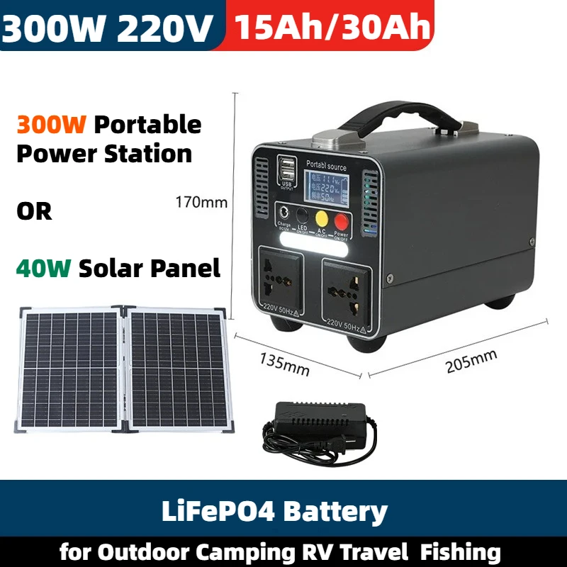 300W Portable Power Station/Solar Panel 220V 15Ah/30Ah Emergency LiFePO4 Backup Battery for Outdoor Camping RV Travel Fishing
300W Portable Power Station/Solar Panel 220V 15Ah/30Ah Emergency LiFePO4 Backup Battery for Outdoor Camping RV Travel Fishing