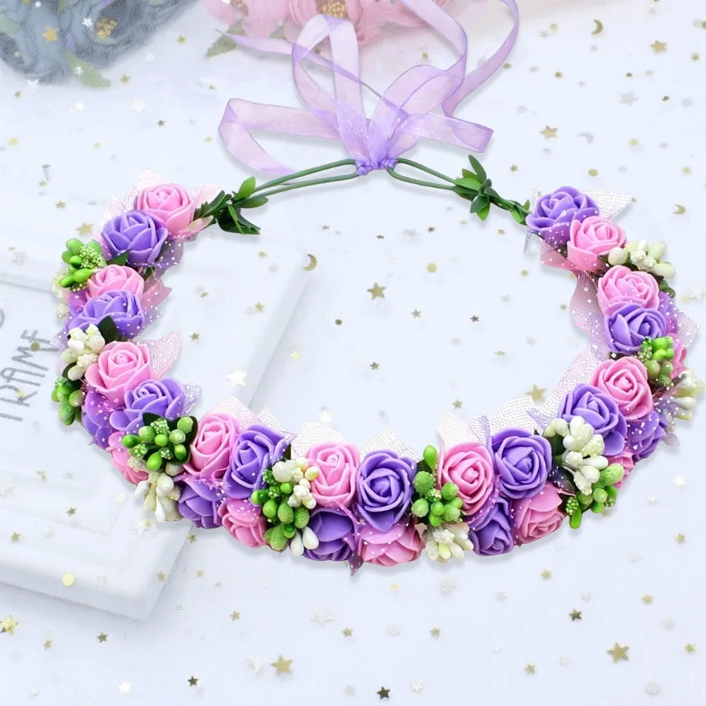 Bohemia Hand Woven Flower Crown Adjustable Ribbon Vintage Elegant Hair Loop Silk Rose Flower Bridal Wedding Tiara Wedding
Bohemia Hand Woven Flower Crown Adjustable Ribbon Vintage Elegant Hair Loop Silk Rose Flower Bridal Wedding Tiara Wedding