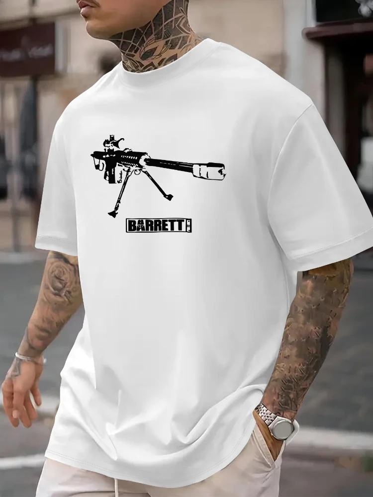 Men'S New Trendy Personalized Fashion Sniper Gun Print Short-Sleeve T-Shirt,100% cotton summer Casual Round-Neck Top.
Men'S New Trendy Personalized Fashion Sniper Gun Print Short-Sleeve T-Shirt,100% cotton summer Casual Round-Neck Top.