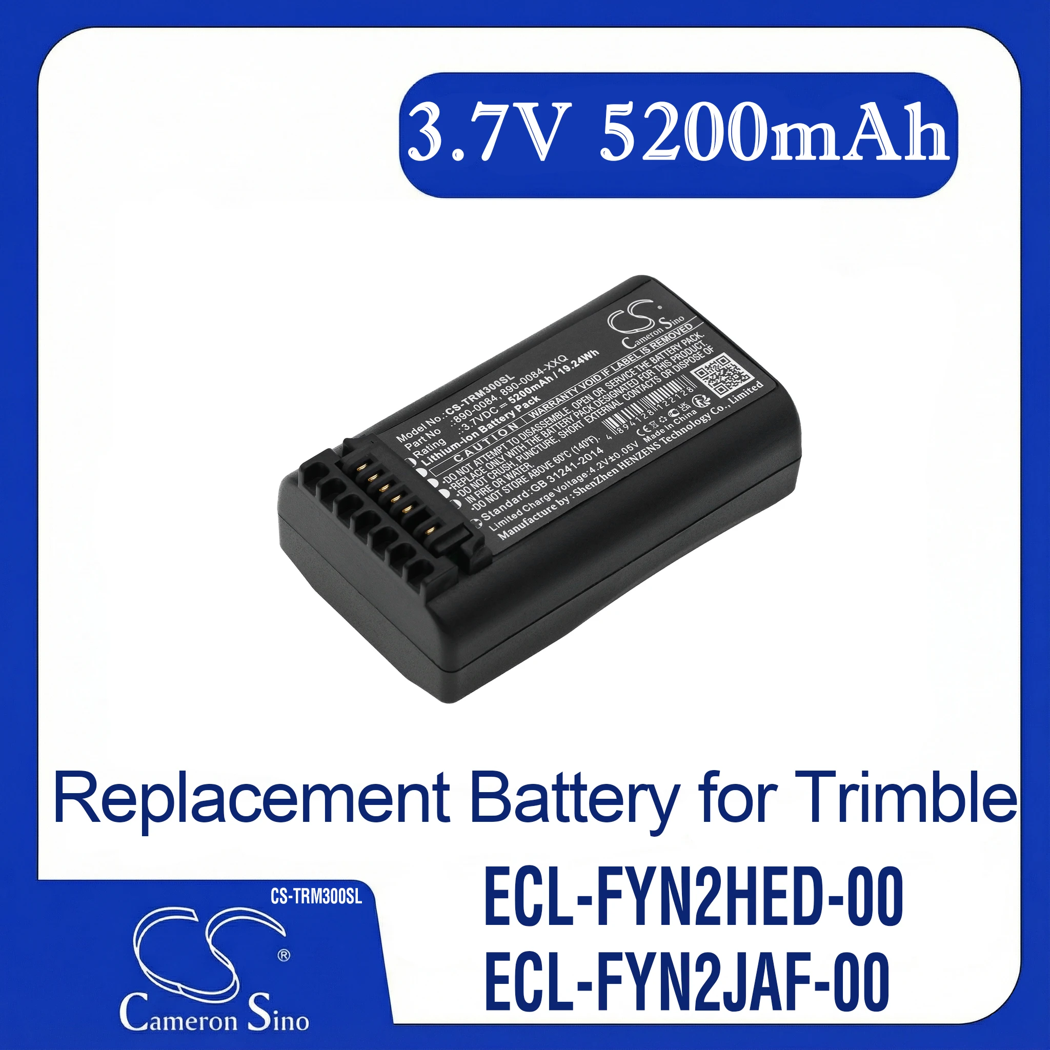 Cameron Sino Replacement Battery for Trimble ECL-FYN2HED-00, ECL-FYN2JAF-00, ECL-FYP2HED-00,, Fits P/N 108571-00,53708-00,53708
Cameron Sino Replacement Battery for Trimble ECL-FYN2HED-00, ECL-FYN2JAF-00, ECL-FYP2HED-00,, Fits P/N 108571-00,53708-00,53708