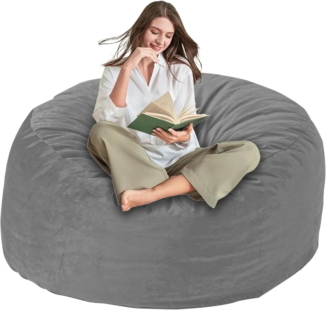 4FT Gray Memory Foam Bean Bag Chair with Washable Velvet Cover for Living Room, Bedroom, Gaming
4FT Gray Memory Foam Bean Bag Chair with Washable Velvet Cover for Living Room, Bedroom, Gaming