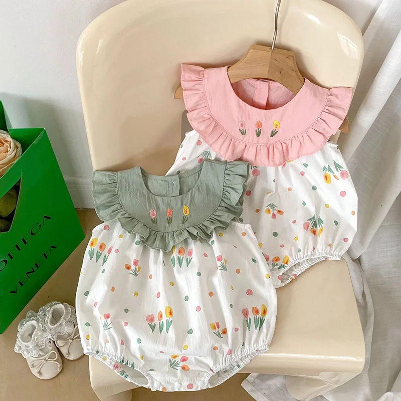Summer Toddler Baby Girl Bodysuits Sleeveless Ruffled Clothing Cotton Tulip Print Infant Baby Girls Jumpsuit Children Clothing
Summer Toddler Baby Girl Bodysuits Sleeveless Ruffled Clothing Cotton Tulip Print Infant Baby Girls Jumpsuit Children Clothing