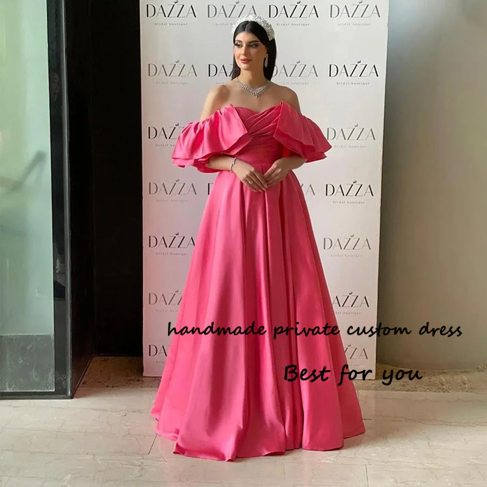 Pink Pleats Satin Off Shoulder Evening Dresses Sweetheart A Line Long Formal Prom Dress Arabia Dubai Evening Party Gown
Pink Pleats Satin Off Shoulder Evening Dresses Sweetheart A Line Long Formal Prom Dress Arabia Dubai Evening Party Gown