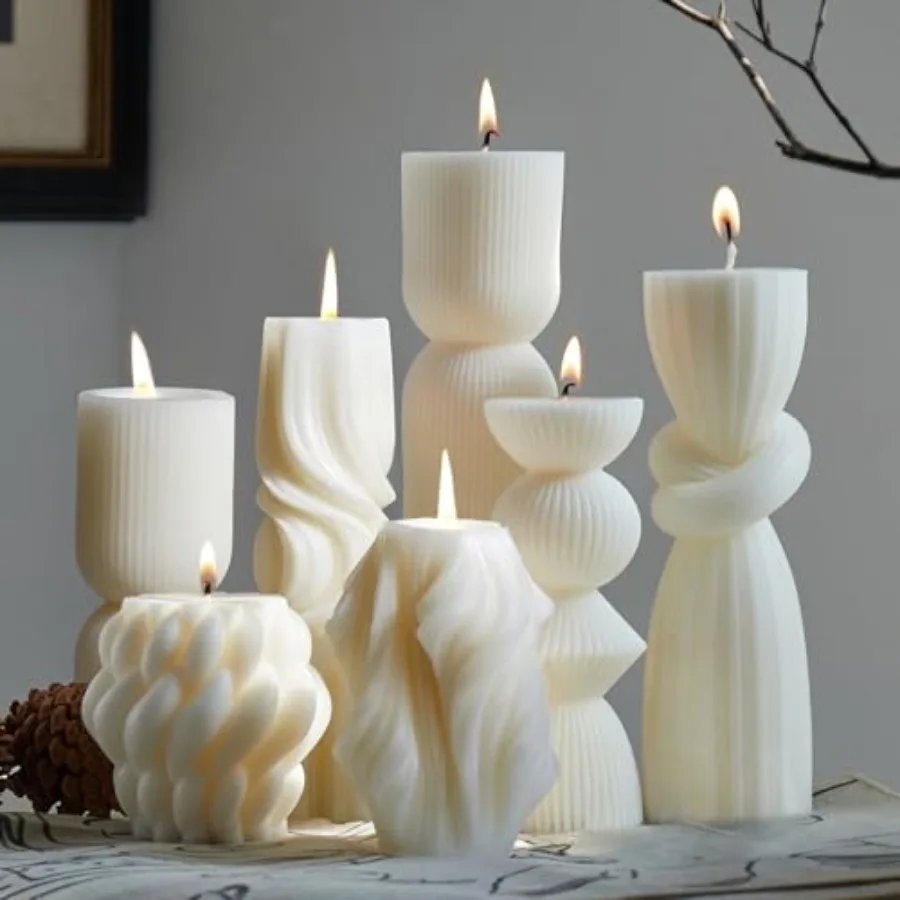 7-Pack Pillar Candles - Soy Wax Handmade Ribbed Candles for Home Decor, Housewarming Gift, Shelf and Table Decor - Aesthetic Mo
7-Pack Pillar Candles - Soy Wax Handmade Ribbed Candles for Home Decor, Housewarming Gift, Shelf and Table Decor - Aesthetic Mo