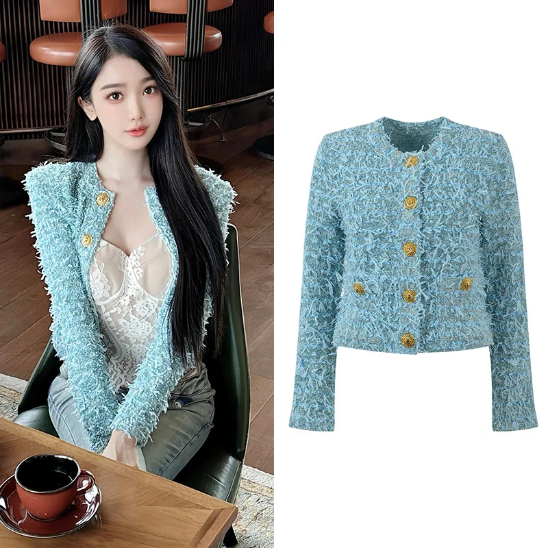 Ort Coat Ele Ladylike, грубый твид, круглый Ne, утягивающий металлический синий модный вязаный топ для женщин, осень 2024, осень 2024
Ort Coat Ele Ladylike, грубый твид, круглый Ne, утягивающий металлический синий модный вязаный топ для женщин, осень 2024, осень 2024