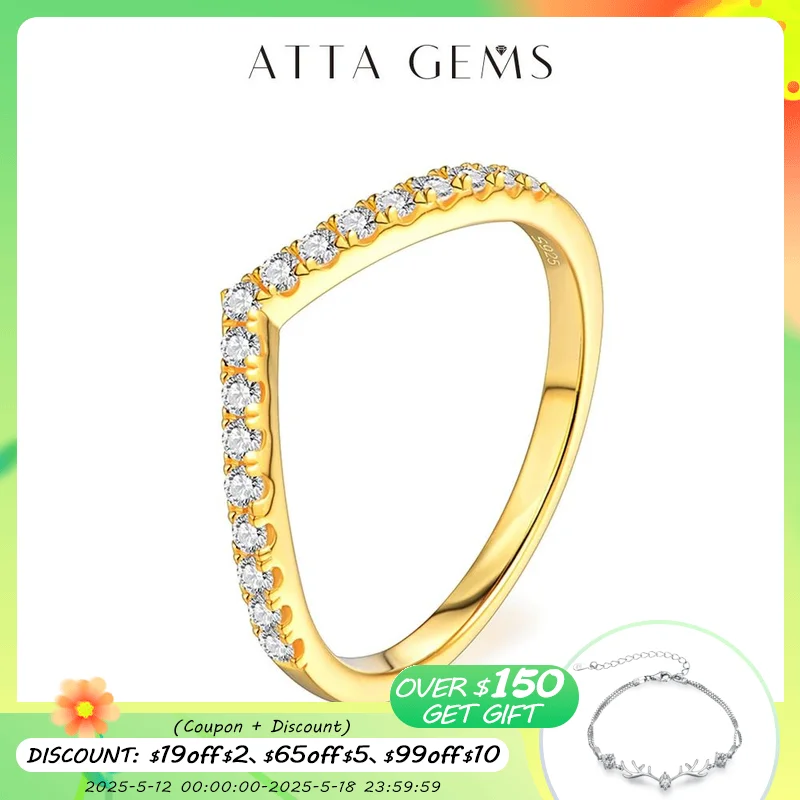 ATTAGEMS Moissanite Diamond 18K Plated Rings Jewelry Moissanite Chevron Shared Prong Set Dainty Wedding Band with 1.5 MM Stones
ATTAGEMS Moissanite Diamond 18K Plated Rings Jewelry Moissanite Chevron Shared Prong Set Dainty Wedding Band with 1.5 MM Stones