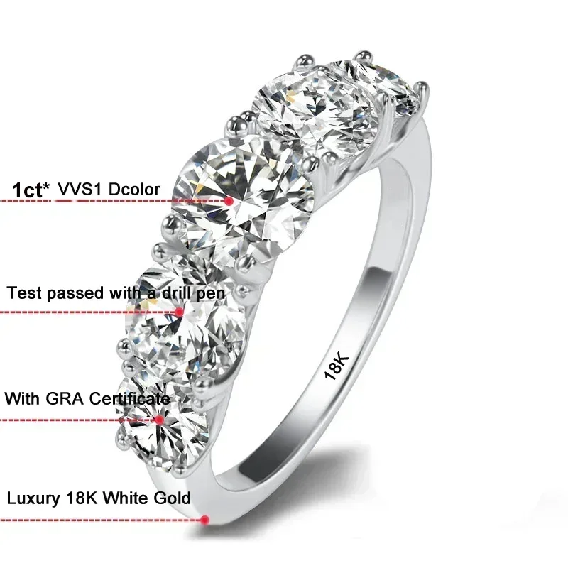 Super Luxury 18K White Gold Ring Inlay Sparkling 5pcs Diamonds In All 5 Carat VVS1 D Color Moissanite Wedding Rings for Women
Super Luxury 18K White Gold Ring Inlay Sparkling 5pcs Diamonds In All 5 Carat VVS1 D Color Moissanite Wedding Rings for Women