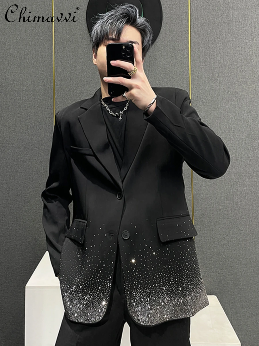 High-End Streetwear Suit Men 2023 Autumn Fashion Loose-Fit Long Sleeves Men's Jacket High-End Padded Shoulder Rhinestone Blazers
High-End Streetwear Suit Men 2023 Autumn Fashion Loose-Fit Long Sleeves Men's Jacket High-End Padded Shoulder Rhinestone Blazers