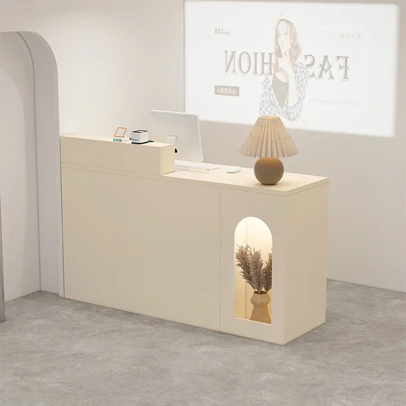 Long - lasting Cream Style Reception Desks Clothing Store Front Desk Reception Counter Minimalist Nail Salon Beauty Institute
Long - lasting Cream Style Reception Desks Clothing Store Front Desk Reception Counter Minimalist Nail Salon Beauty Institute
