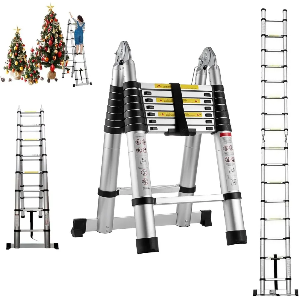 Telescoping Ladder with Ladder Stabilizer, 16FT Extension Ladder Aluminum Telescoping A-Frame Ladder, Collapsible Ladders As 8FT
Telescoping Ladder with Ladder Stabilizer, 16FT Extension Ladder Aluminum Telescoping A-Frame Ladder, Collapsible Ladders As 8FT