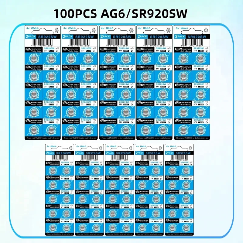 100 шт. батареек-таблеток LR920 AG6 SR920SW 171 371 370 LR69 LR921 G6A SR920 1.55V, щелочные, для часов
100 шт. батареек-таблеток LR920 AG6 SR920SW 171 371 370 LR69 LR921 G6A SR920 1.55V, щелочные, для часов